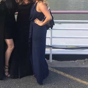 BCBGMAXAZRIA Women's Relaxed Wrap Evening Gown with Hardware Collar